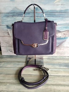 Coach Madison Sadie Saffiano Leather Flap Satchel Crossbody Bag Violet 26274 - Picture 1 of 15