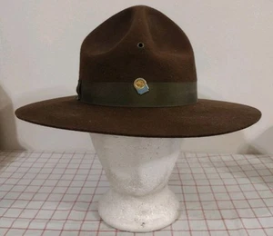 Cappello Campagna 1944 PQMD-277-H-4321 Campo di Servizio Marrone 7 1/8 Lana Trapano Sargent - Foto 1 di 8