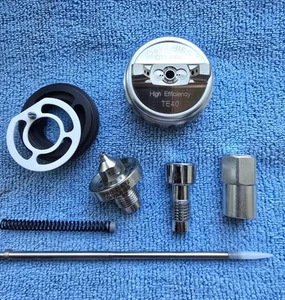 Devilbiss GTi Pro T1 TE40 Air Cap Fluid Tip Needle Spring Spray Gun Set Up - Picture 1 of 5