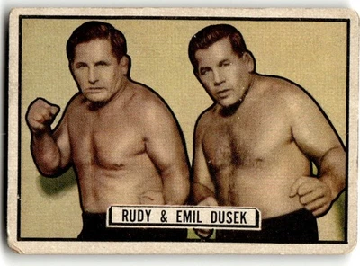 1951 Topps Ringside #9 Dusek Brothers Rudy & Emil Boxing (low grade) NO RESERVE! - Image 1 of 2