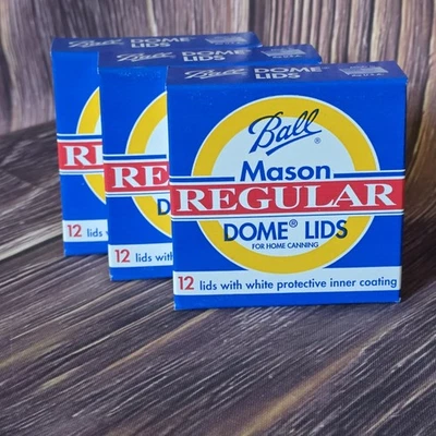 Lot of 3 Ball Mason Regular Jar Dome Lids Box of 12 Home Canning USA Vintage 90s - Image 1 of 4