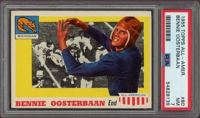 1955 Topps All-American Football #80 Bennie Oosterbaan Michigan Wolverines PSA 7 - Image 1 of 2
