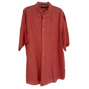 Daniel Cremieux Linen Shirt Mens Size 2X Tall Button Up Short Sleeve Salmon - Picture 1 of 9