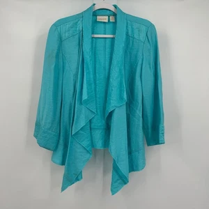 Chicos Waterfall Drape Jacket Womens Size 2 US L Boho Resort Chic Artsy Layering - Picture 1 of 9