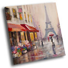 Square Scenic Canvas Wall Art  Picture Print Colourful Paris Street Retro