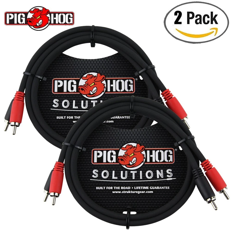 2-PACK Pig Hog PD-RCA03 3FT Dual RCA Male To Same Audio Cable - Image 1 of 1