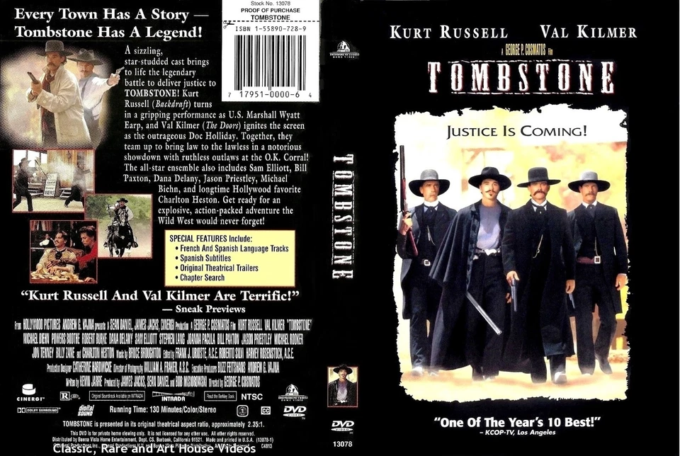 Tombstone ~ DVD ~ Kurt Russell, Val Kilmer (1993) - Image 1 of 1