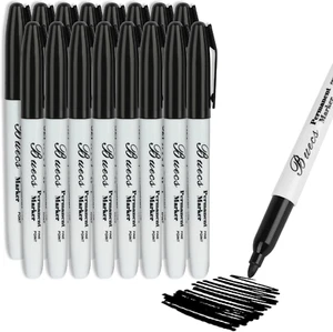 Permanentmarker, 128 Stück schwarze Permanentmarker, feine Spitze, wasserdicht & S - Bild 1 von 12