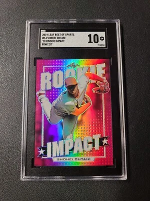2019 Shohei Ohtani #14 Leaf Best Of Sports PINK Rookie Impact #/7 SGC 10 POP 1 - Image 1 of 4
