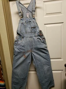 Vtg Carolina Blues Womens Bib Overall Size M Blue Grunge Distressed Paint Riped - Picture 1 of 12