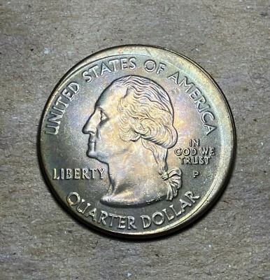 2001 P North Carolina Quarter Off-Center,Broadstruck error nicely toned - Image 1 of 2