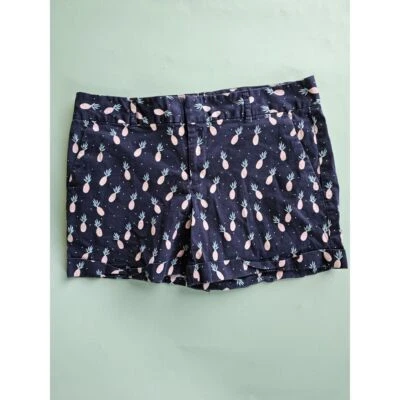 Maison Jules Womens Maddie Everyday Chino Cuffed Blue Pineapple Shorts SIZE 10 - Image 1 of 4