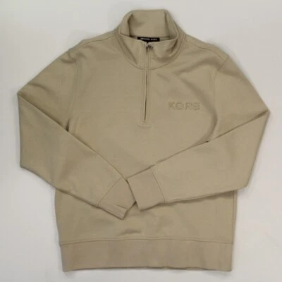 Sudadera Michael Kors Para Hombre 1/4 Cremallera Talla Grande Beige Logo Pullover Foto 1 de 4