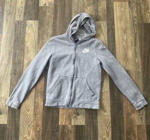 NIKE Full Zipper Sportswear Thumb Hole Jacket Grey Hoodie Size Large - Picture 1 of 13