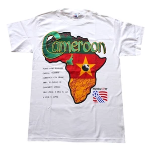 Vintage Cameroon World Cup USA Shirt Mens Medium Soccer Tee High 5 90s Africa - Picture 1 of 13