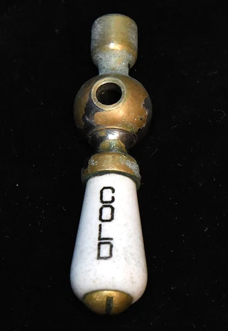 3 VINTAGE CERAMIC BATHROOM KITCHEN HOT WATER FAUCET HANDLE ARCHITECTURAL SALVAGE Cover