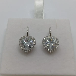 ORECCHINI BOTTONE A MONACHELLA CUORE CON ZIRCONI ORO BIANCO 18KT 3,9 GR. (1741) - Foto 1 di 11