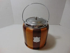 Vintage Biscuit Barrel/Ice Bucket, Lancraft style, Wooden Two Toned Body - Picture 1 of 10