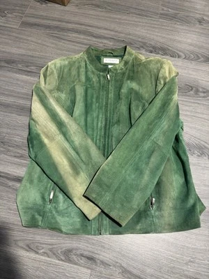 ¡Chaqueta de cuero real Preston & York para mujer talla XL! ¡Cuero verde! Foto 1 de 4
