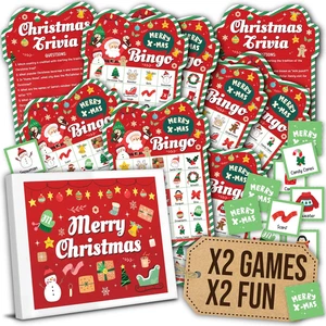 Christmas Bingo Game for Large Group - 25 Christmas Bingo Cards for Adults, Fun  - Picture 1 of 12