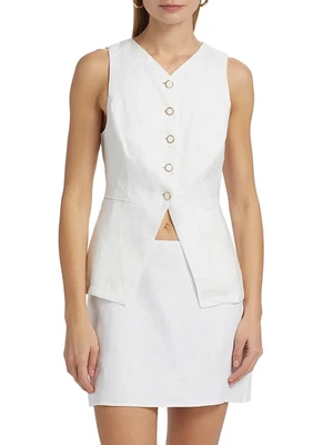 Top de lino para mujer Reformation Aspen talla 4 blanco nuevo con etiquetas Foto 1 de 4