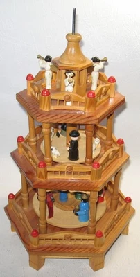 Weihnachtspyramide 3-stöckig „Christi Geburt“ – Natur - für 6 Kerzenhalter – oh - Bild 1 von 4