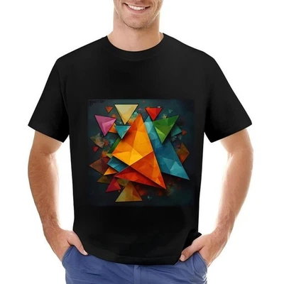 Men's Cotton Short Sleeve T-Shirt with Vibrant Geometric Shapes -All-cotton - Image 1 of 4