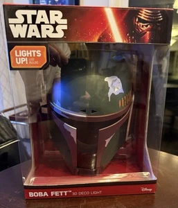 Star Wars Boba Fett 3D Deco Light Helmet LED Wall Mounted Light 3D Crack Sticker - Picture 1 of 10