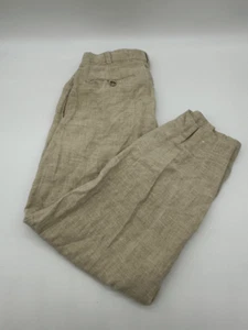 Linen Pants for Women Sz 4* Zip Up and Pockets Pleated Belted Beige - Picture 1 of 8