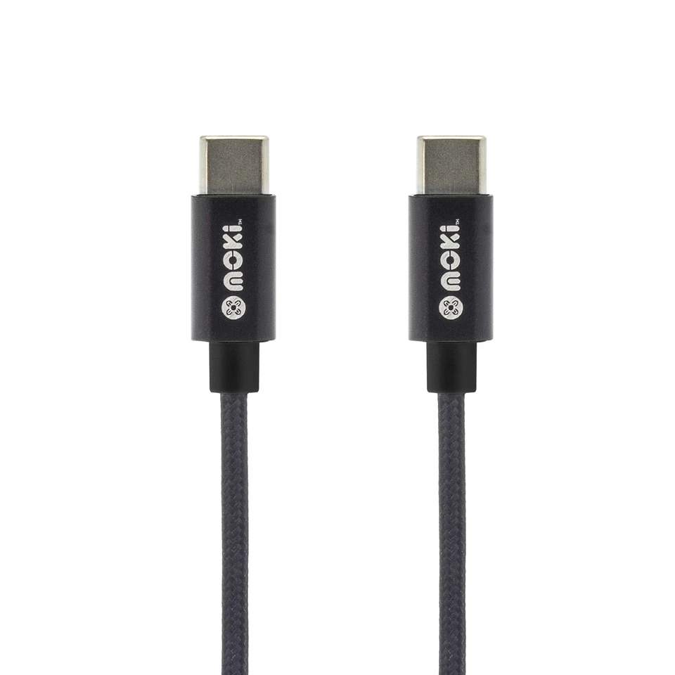 Moki 90cm Braided USB Type C/Type C Sync/Charge Cable for Phone to Charger Black - image 1 of 1