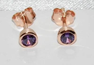 9ct Rose Gold on Silver Alexandrite Stud Earrings ~ June Birthstone — 第 1/4 张图片