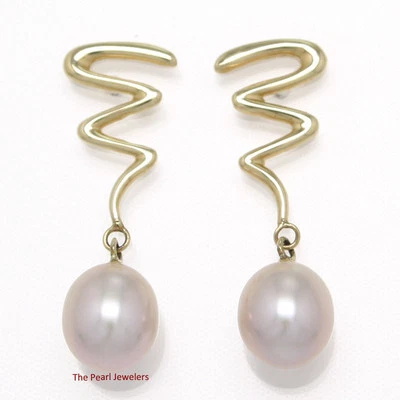 AAA 7.5–8 mm High Luster Lavender Cultured Pearl Raindrop Earrings - Image 1 of 3