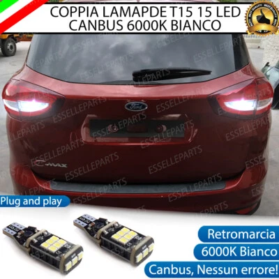 COPPIA LAMPADE T15 W16W 15 LED CANBUS PER FORD C-MAX II 6000K BIANCO RETROMARCIA - Immagine 1 di 4