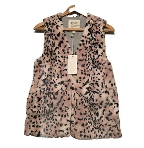 Dylan Evereve NWT Womens Sz XS Pink Leopard Print Soft Vest Faux Fur Mob Wife - Picture 1 of 13