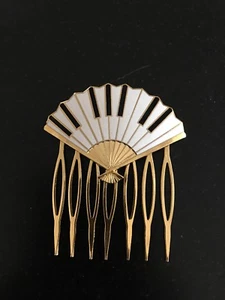 AM 1984 Haarkamm Schmuck Fächer Klavier Design signiert - Bild 1 von 12