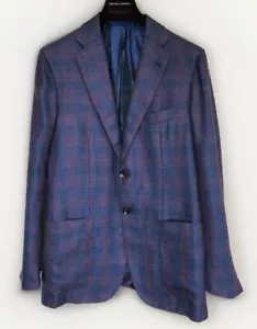 KITON Tartan Kaschmir Seide/Leinen Tweed Blazer Sakko Lila IT48/S-M UVP 7.750£ - Bild 1 von 19
