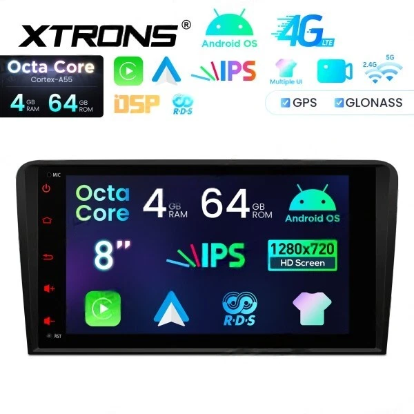 AUTORADIO GPS Audi A3 Android 14 4GB 64 Carplay Auto WiFi 4G XTRONS ID80A3AL