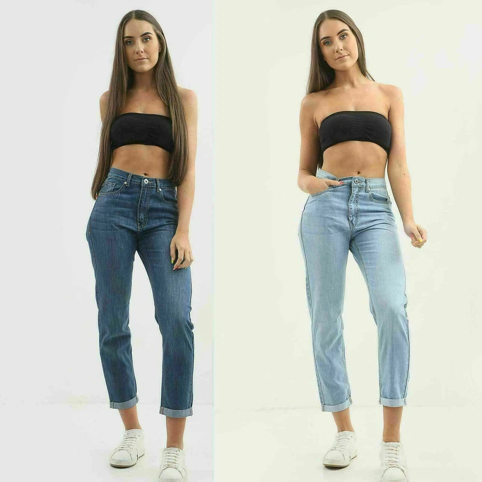 New Womens Ladies Denim stretchy Boyfriend Mom Jeans UK Size 8 10 12 14  - Image 1 of 1