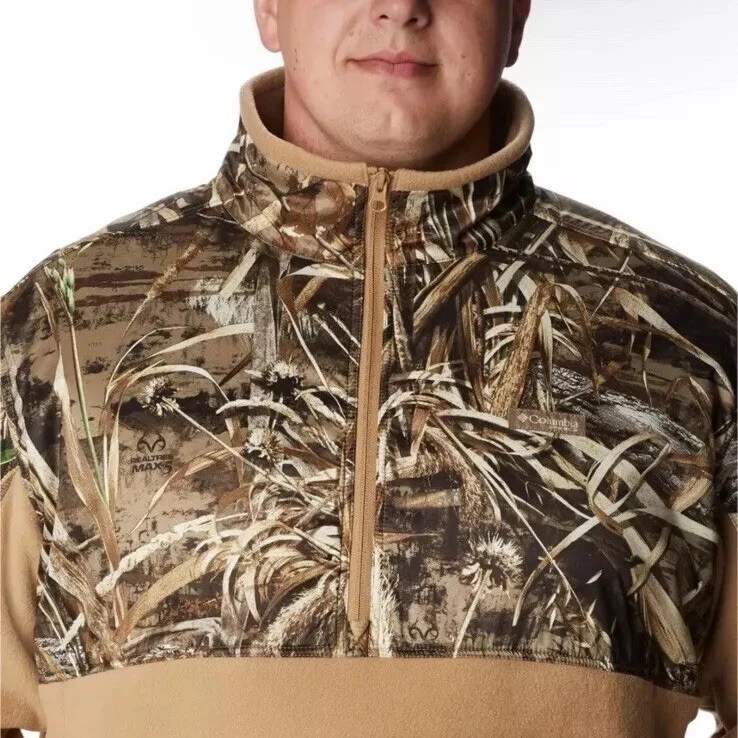 2XL Columbia Men's PHG Fleece Pullover 1/4 Zip Sahara Realtree Edge Hunting Camo - Image 1 of 4