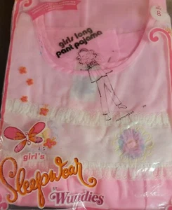 Vintage Wundies Girls Size 8 Pajamas long pants PINK  Made in USA  RARE NOS - Picture 1 of 11