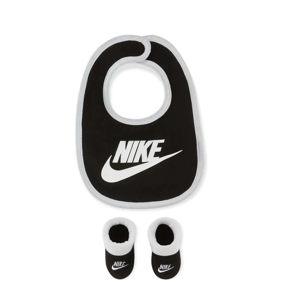 Nike 0-6 Meses Bebé Niño Recién Nacido Babero y Botines Conjunto Negro/Blanco Infantil Zapatos Foto 1 de 1