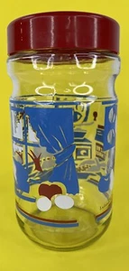 Vintage Anker Hocking 70' Maxwell Glas Aufbewahrungsglas rot weiß blau Küchenmuster - Bild 1 von 13