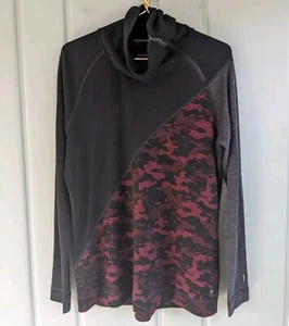 Camisa Top Smartwool Mujer XL Merino 250 Cuello Asimétrico Cremallera Lana Negra Roja - Imagen 1 de 10