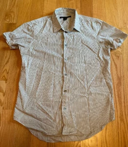 Marc By Marc Jacobs Men's Short Sleeve Buttoned Down Shirt. White/Black Stripes. - Picture 1 of 7