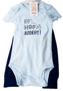 Carter’s Hip Hop Hooray Infant Boy Blue Striped Easter Set 12 Months - Picture 1 of 8