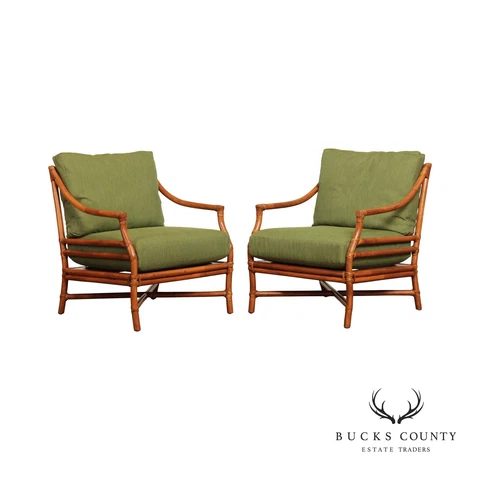 Quality Pair Of Rattan Target Back Lounge Chairs (B) Cover