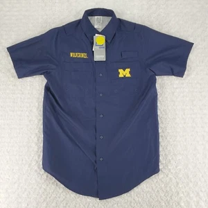 University Of Michigan Angelhemd Herren S Blau UPF 50+ Button-Down Belüftet Neu mit Etikett - Bild 1 von 10