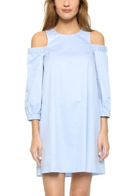 Vestido Tibi 6 Pastel Azul Bebé Suave Algodón Popelina Hombro Frío Mini Cambio Foto 1 de 4