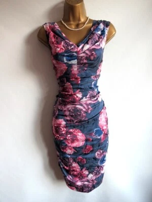 Phase Eight blue floral bodycon pencil dress size 14 - Image 1 of 4