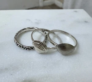 Sterling Silver Seashell Rings And Pandora Ring - Picture 1 of 3